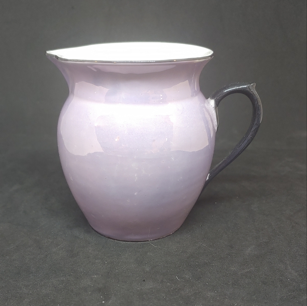 Vintage Purple Lusterware Creamer with Black Handle
